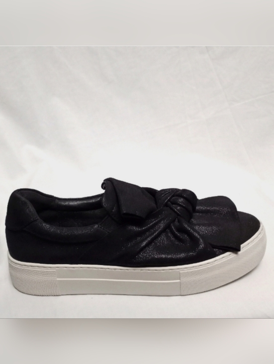 J/SLIDES Shoes - J SLIDES Black Suede w/Bow on Top Sneakers